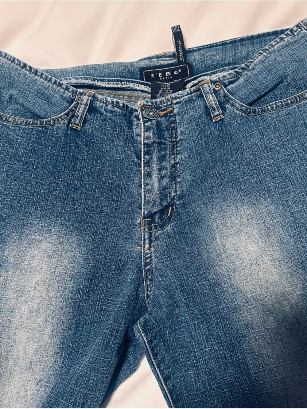 Vintage Y2K Sebo Paris 32/30 Flare Jeans Leather Lacing Mid Rise Boho - Picture 4 of 10